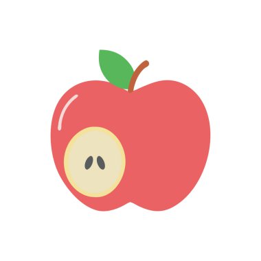 Beyaz arkaplanda karikatür tarzında izole edilmiş elma ikonu. meyve sembolü çizimi.