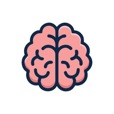 Beyin ve beyin ikonu. vektör çizimi izole edildi