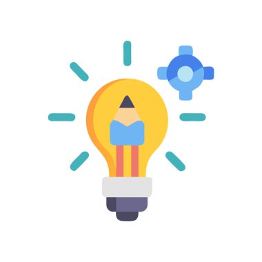 Ampul ve dişli vektör simgesi, teknoloji ve mühendislikle ilgili simge