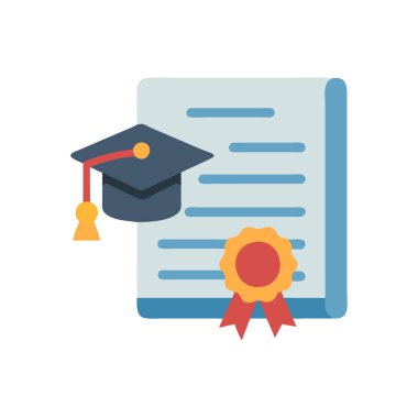 diploma mezuniyet başlığı simgesi düz stil