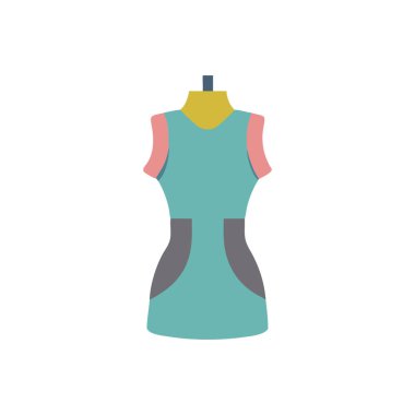 Kadın düz vektör ikonu giysin. Kadın elbise sembolü. elbise işareti.