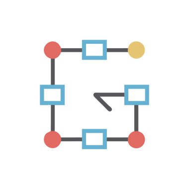 ağ vektörü renk düz simgesi