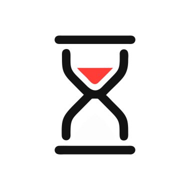 Web ve mobil uygulama tasarımı için beyaz arkaplanda izole edilmiş kum saati simgesi vektörü, zaman kum saati logosu kavramı