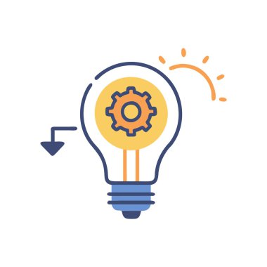 Ampul ışığı ve vitesler izole edilmiş simge tasarımı, vektör illüstrasyonu