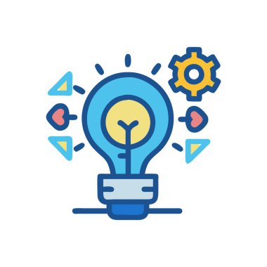 fikir ve ampul simgesi, vektör illüstrasyonu