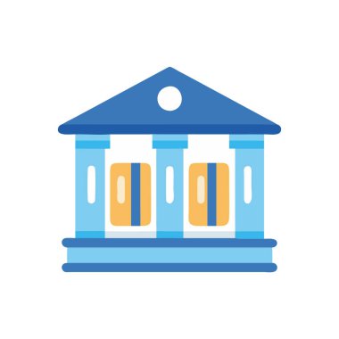 Beyaz arkaplanda banka binası simgesi