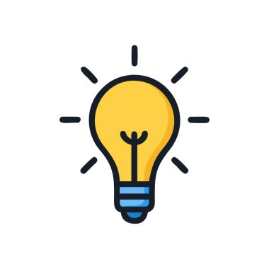 Ağ ve mobil uygulama tasarımınız için beyaz arkaplanda izole edilmiş ampul simgesi vektörü, fikir logosu kavramı