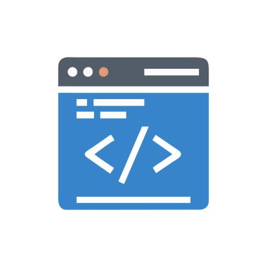 Düz renk şeklinde web geliştirme simgesi. site vektör illüstrasyonu