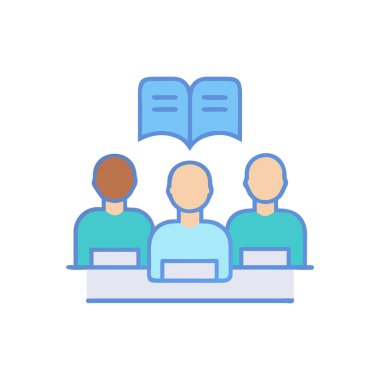 Konferans odasındaki insanların vektör çizimi. düz dizayn.