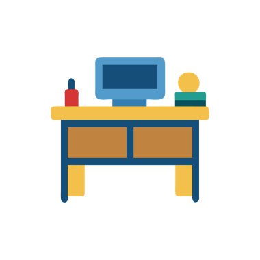 Ofis malzemeleri vektör illüstrasyon tasarımlı bilgisayar masaüstü