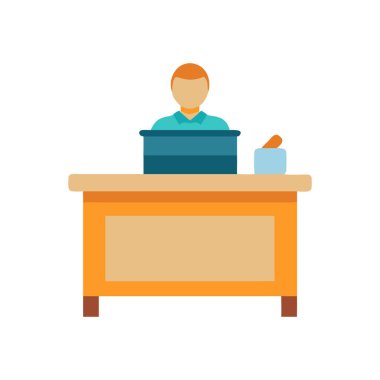 İş yeri simgesi vektör illüstrasyon tasarımında masa