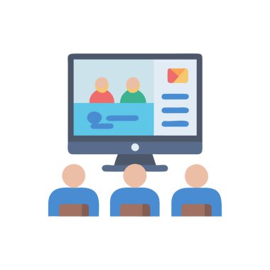 çevrimiçi konferans vektör düz simgesi