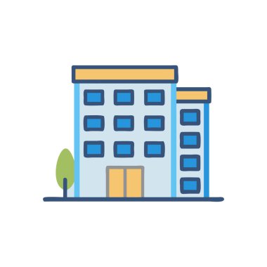 düz simge oluşturma, vektör illüstrasyonu, şehir inşa kavramı