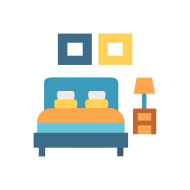 Yatak odası mobilya vektör simgesi