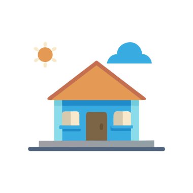 ev düz simgesi, vektör illüstrasyonu