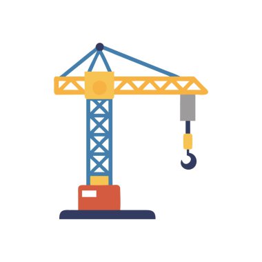 vinç ve kaldırma düz simge, vektör illüstrasyon, renkli tasarım