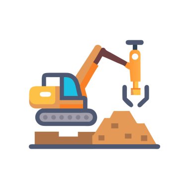 Kazı makinesi ve kovası var..