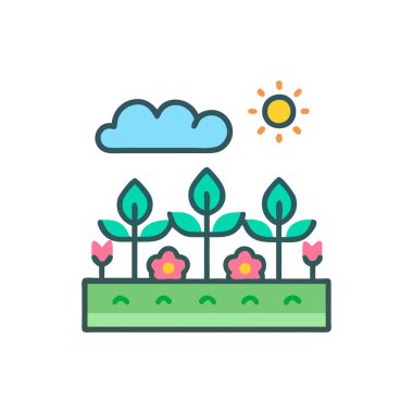 Çiçekli bir bahçenin vektör çizimi