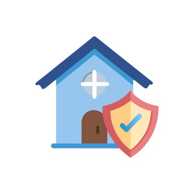 Kalkan koruma vektör illüstrasyon tasarımı olan ev