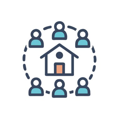 ev vektörü düz çizgi simgesi