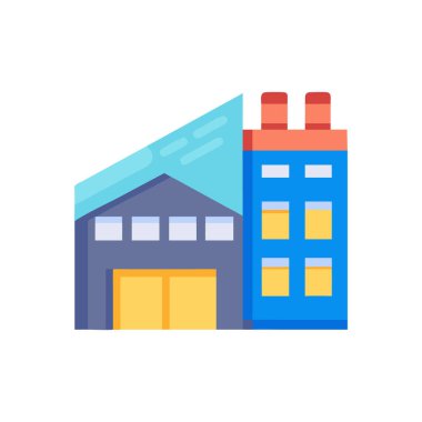 binalar vektör düz renk simgesi