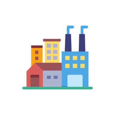 Duman vektörü illüstrasyon tasarımlı fabrika binası