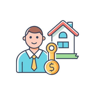 Dolar işareti vektör çizimine sahip emlakçı