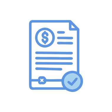 İşaretli ve dolar sembollü belge işaretli ödeme için düz biçim simgesi tasarımı ve vektör illüstrasyonu satın al