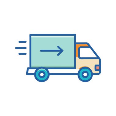 dağıtım kamyonu ve araba vektör çizimi tasarımı