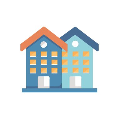 Bina düz simgesi beyaz arka plan, vektör, illüstrasyon izole