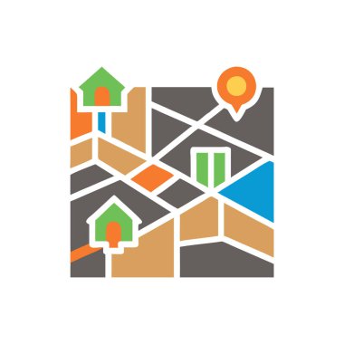 Harita iğne ile ev simgesini