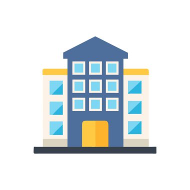 Bina düz simgesi beyaz arka plan, vektör, illüstrasyon izole