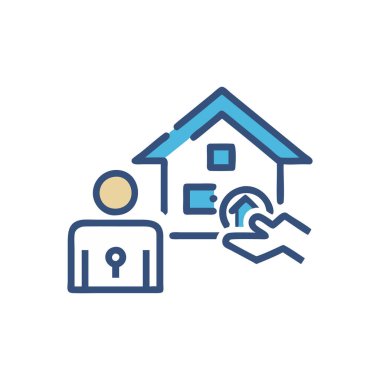 ev ve anahtar simgesi. vektör izole çizimi