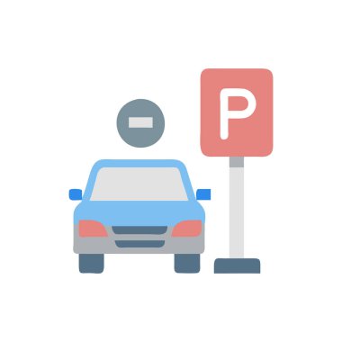 araba parkı düz renk çizgisi simgesi