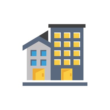 Emlak düz simgesi, vektör illüstrasyonu