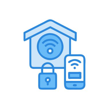 wifi ve ev satırı ve ikon vektör illüstrasyonunu doldur
