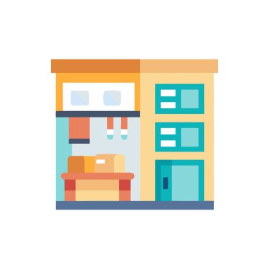 alışveriş sepeti ve raf ikon vektör illüstrasyonlu mağaza