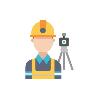 Kameralı bir mühendisin vektör düz çizimi