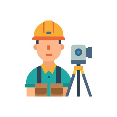 Kamera ve kask vektör illüstrasyon tasarımlı inşaat mühendisi