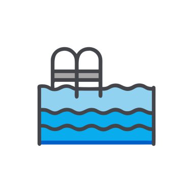 yüzme vektörü renk çizgisi simgesi