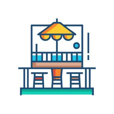 Yüzme havuzu renk ikonu vektörü. Yüzme havuzu işareti. izole edilmiş sembol çizimi