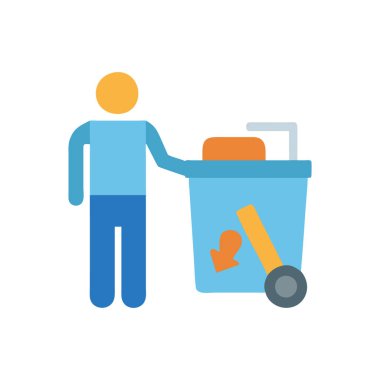 çöp vektörü düz renk simgesi