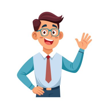 Mutlu gülüşlü çizgi film işadamı. Vektör çizimi. Düz stil. beyaz arkaplanda izole.