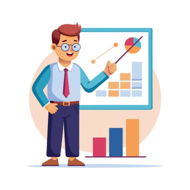Grafik vektör illüstrasyon tasarımına sahip iş adamı karakteri