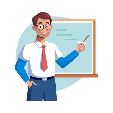 Ofisteki iş adamı karakter vektör çizimi tasarımı