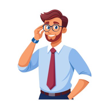 İşadamı gözlük karikatür vektör çizim grafik tasarım ile