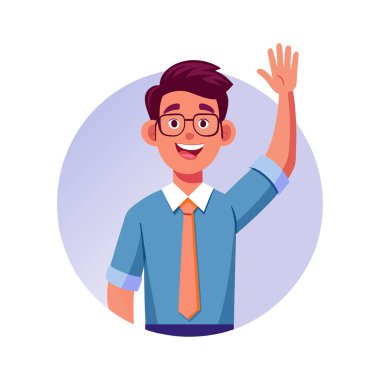 El hareketi vektör karikatürü olan takım elbiseli bir işadamı.