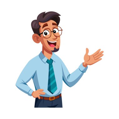 Mutlu ifade tasarımı olan iş adamı çizgi filmi