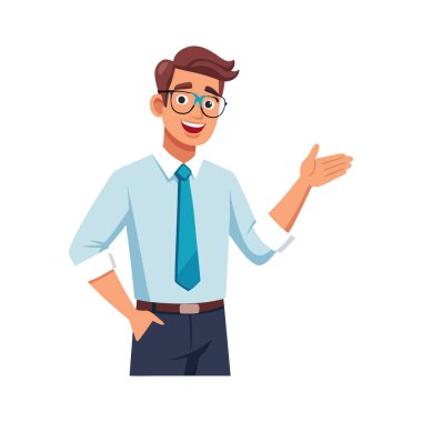 Dizüstü bilgisayarı ve akıllı telefon tasarımı olan mutlu adam, iş adamı iletişimi sosyal medya ve kullanıcı temalı vektör çizimi