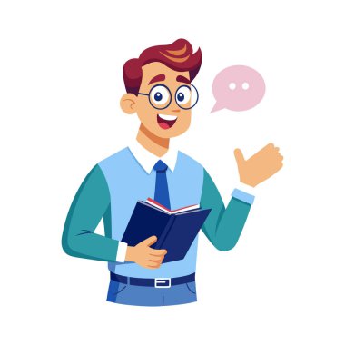 Kitap ve gözlüklü takım elbiseli adam.